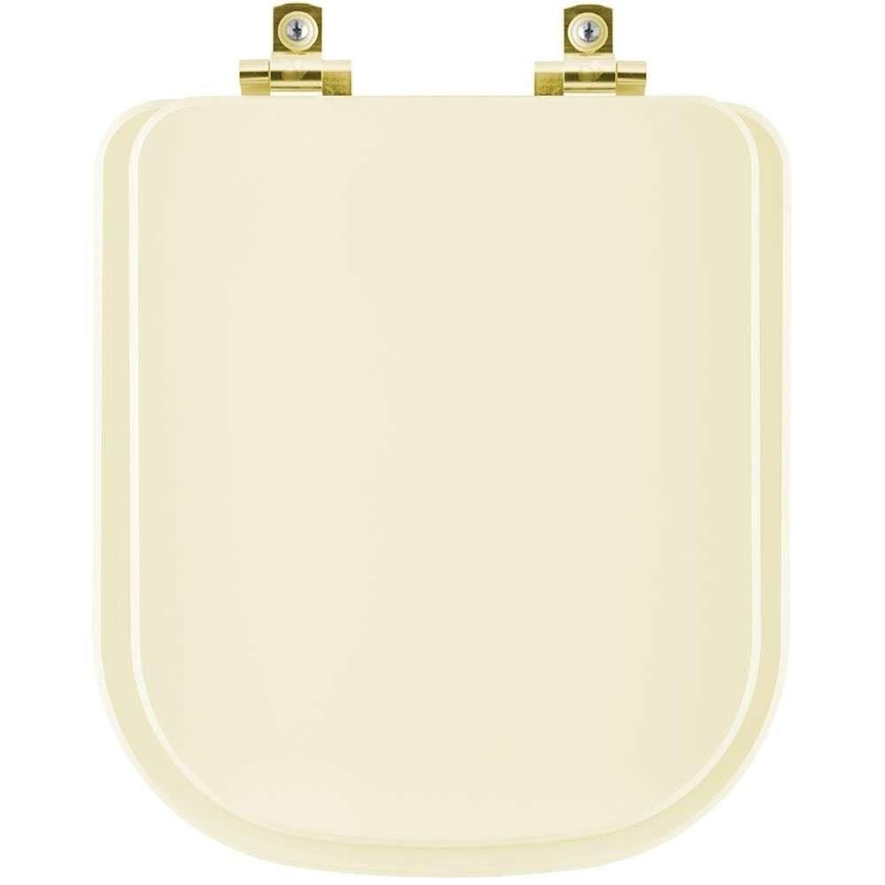 Assento Sanitário Soft Close Misti Palha Para Vaso Icasa Com Ferragem Dourada - 1