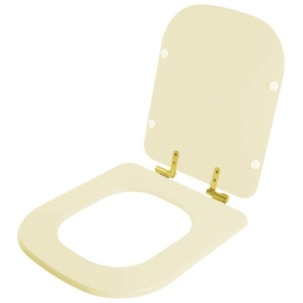 Assento Sanitário Soft Close Misti Palha Para Vaso Icasa Com Ferragem Dourada - 2