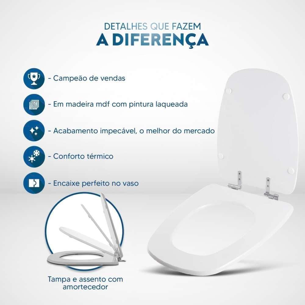 Assento Sanitário Soft Close Monte Carlo Azul Para Vaso Deca - 5