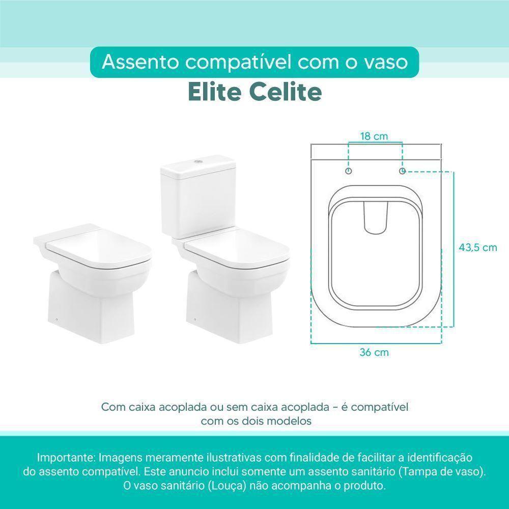 Assento Sanitário Tampa De Vaso Branco Mdf Laqueado Elite Para Bacia Celite - 3