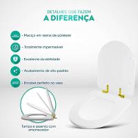 Tampa De Vaso Poliéster Com Fechamento Lento Smart Onix (preto Fosco) Para Louça Celite Com Ferragem Dourada