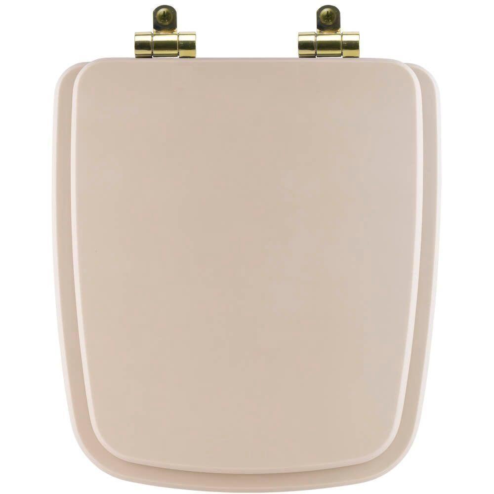 Tampa De Vaso Poliéster Com Fechamento Lento Boss Beige (bege Fosco) Para Louça Incepa Com Ferragem Dourada - 1