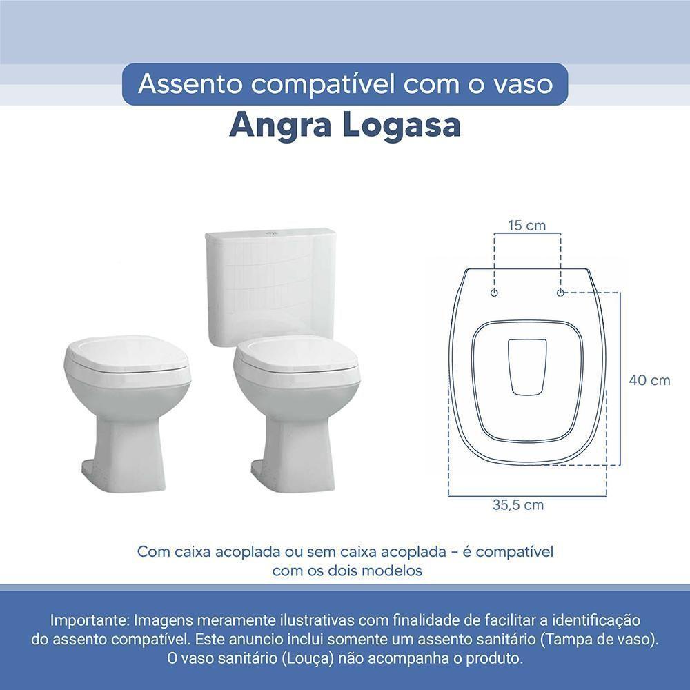 Assento Sanitário Tampa De Vaso Branco Resina Poliester Angra Para Bacia Logasa - 3
