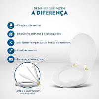 Assento Sanitário Com Amortecedor Windsor Branco Para Vaso Deca Com Ferragem Dourada - 5