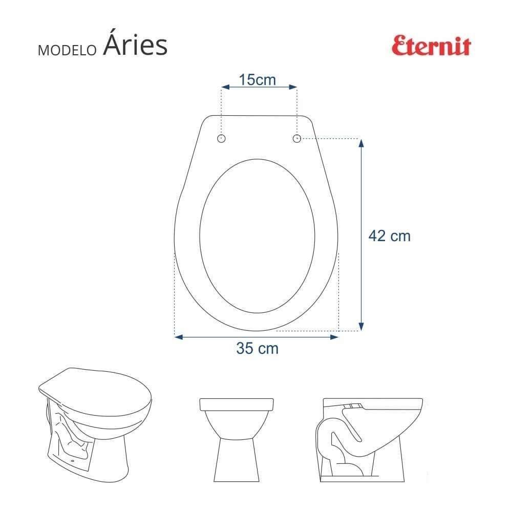 Assento Sanitário Soft Close Aries Cinza Claro Para Vaso Eternit - 3