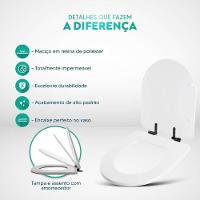 Tampa De Vaso Poliéster Com Amortecedor Smart Onix (preto Fosco) Para Bacia Celite Com Ferragem Preta