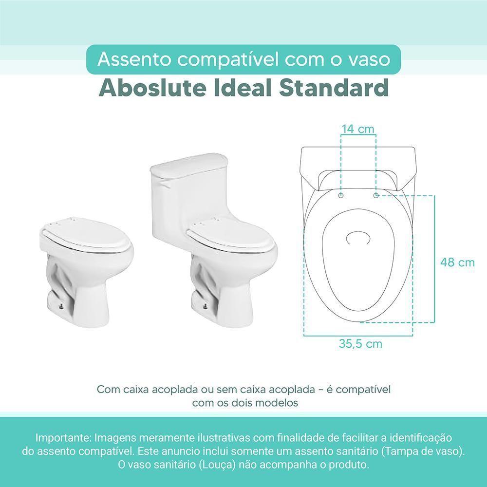 Assento Sanitário Tampa De Vaso Branco Mdf Laqueado Absolute Para Bacia Ideal Standard - 3