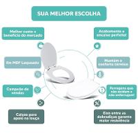 Assento Sanitário Tampa De Vaso Branco Mdf Laqueado Absolute Para Bacia Ideal Standard