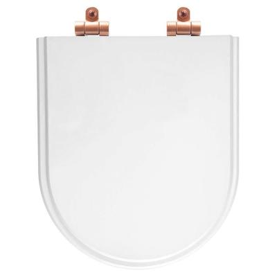 Tampa De Vaso Poliéster Com Amortecedor Nuova Branco Para Bacia Deca Com Ferragem Rose Gold