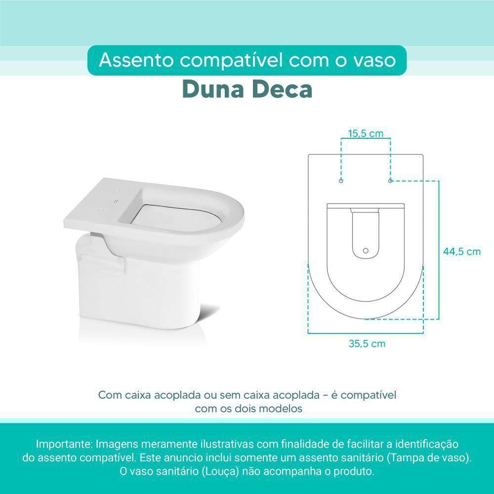 Assento Sanitário Tampa De Vaso Branco Mdf Laqueado Duna Para Bacia Deca - 3