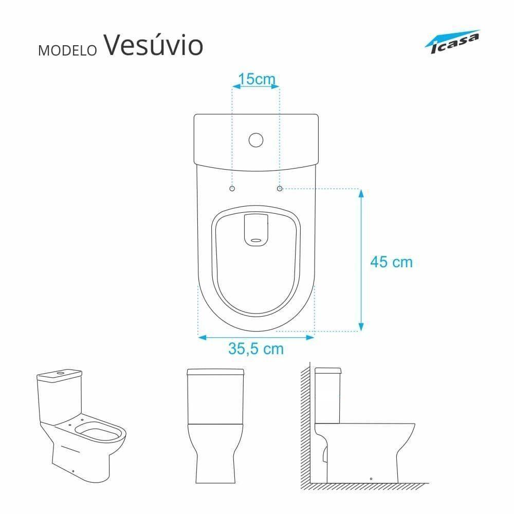 Assento Sanitario Vesúvio Branco Para Bacia Icasa 6lpf - 5