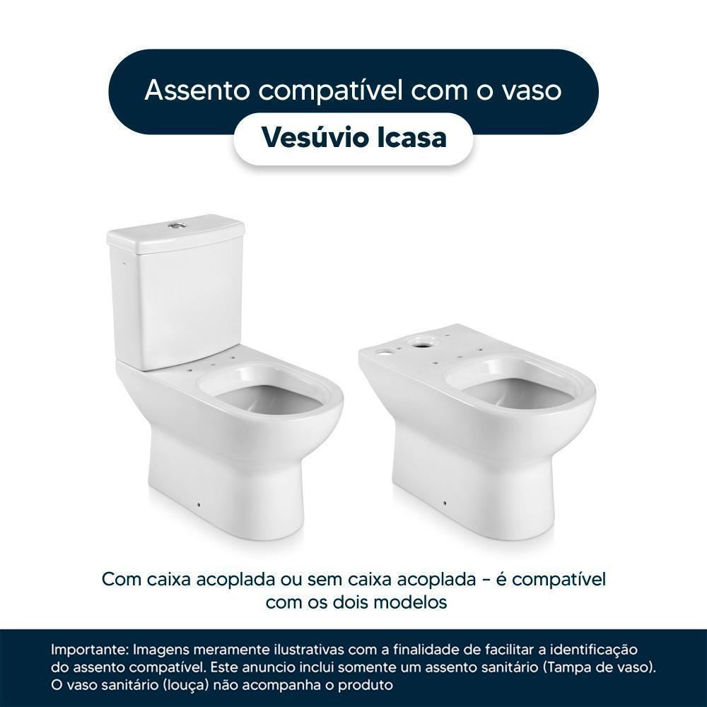 Assento Sanitário Poliéster Vesúvio Branco Para Louça Icasa - 4
