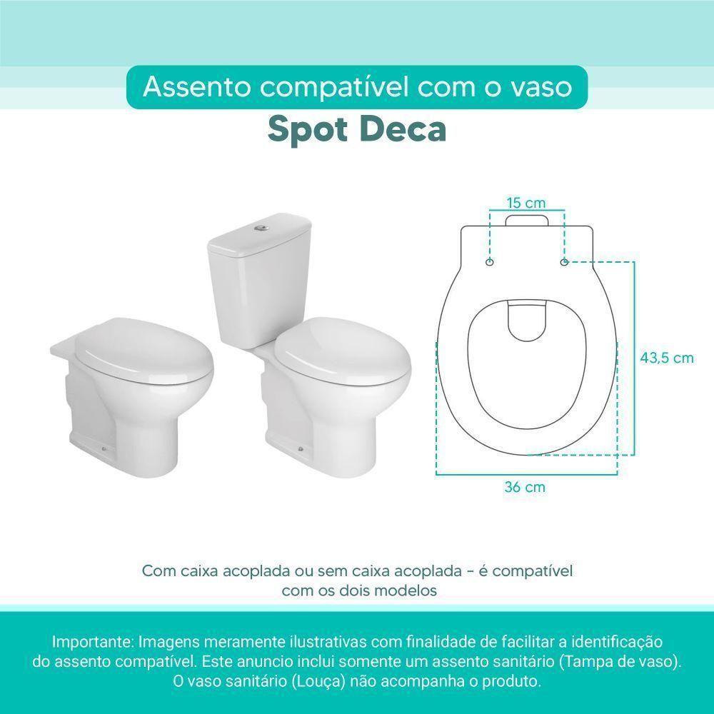 Assento Sanitário Tampa De Vaso Branco Mdf Laqueado Spot Para Bacia Deca - 3