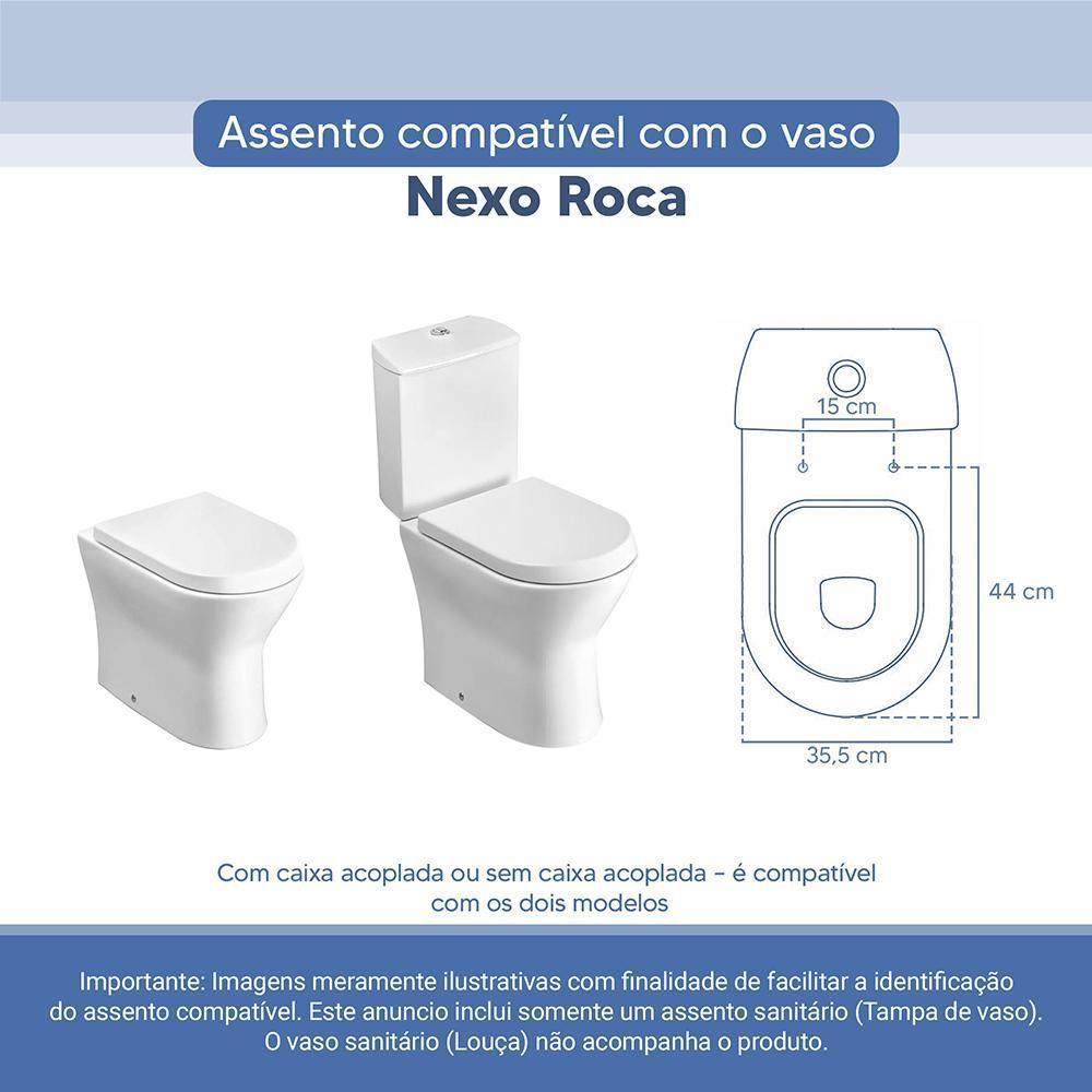 Tampa Vaso Sanitário Poliester Acrilico Nexo Branco Para Bacia Roca - 2