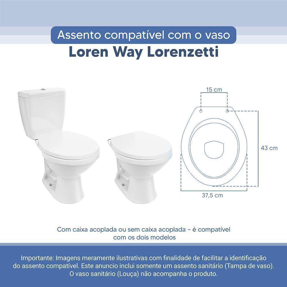 Tampa Vaso Sanitário Poliester Acrilico Loren Way Branco Para Bacia Lorenzetti - 2