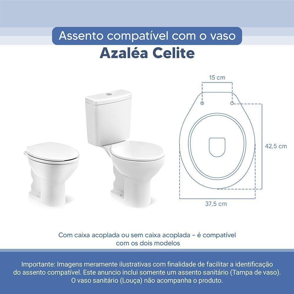 Tampa Vaso Sanitário Poliester Acrilico Azalea Branco Para Bacia Celite - 3