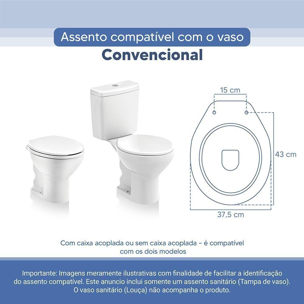 Assento Sanitário Tampa De Vaso Branco Resina Poliester Oval Convencional Para Bacia Icasa - 3