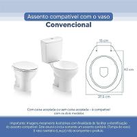 Assento Sanitário Tampa De Vaso Branco Resina Poliester Oval Convencional Para Bacia Icasa - 3