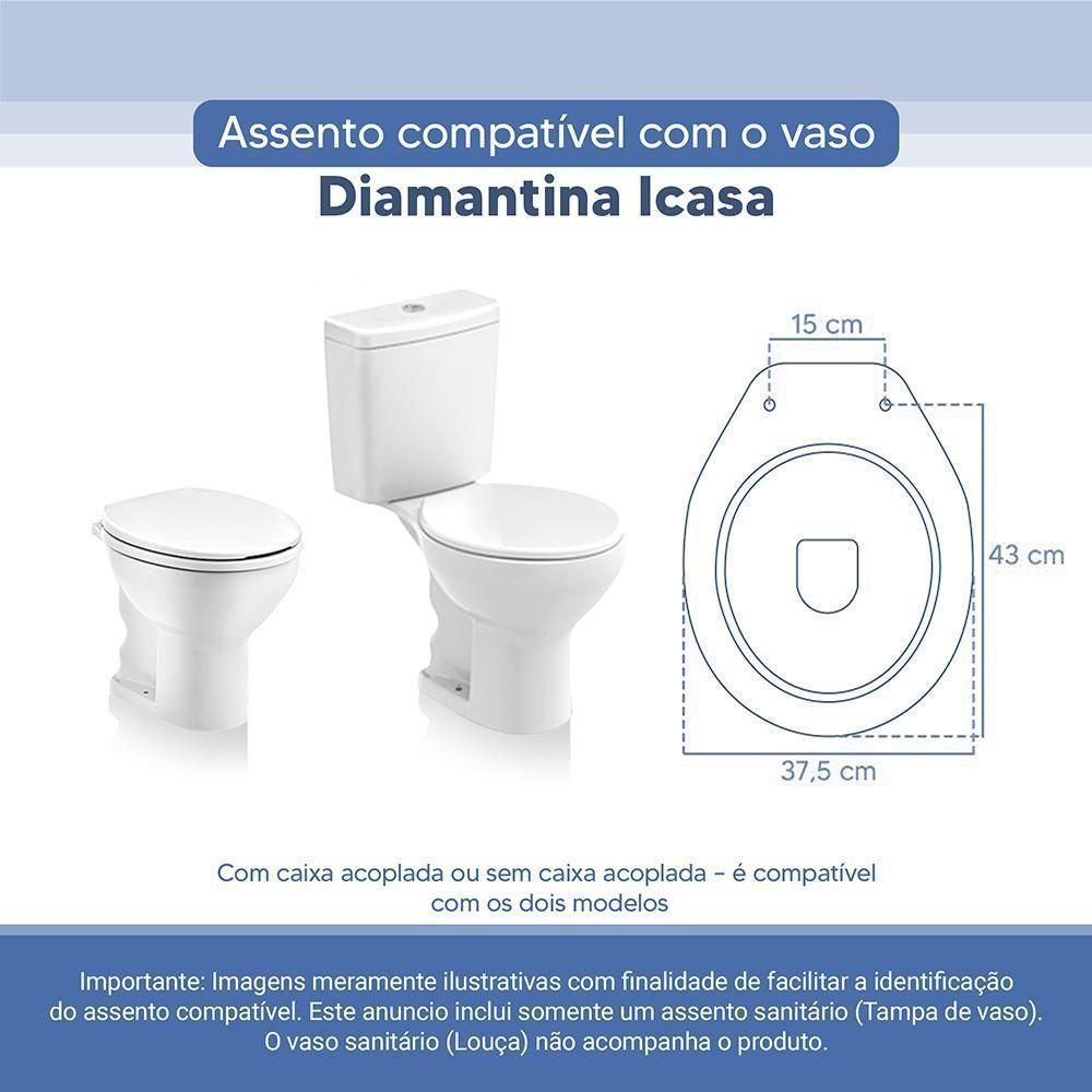 Tampa Vaso Sanitário Poliester Acrilico Diamantina Branco Para Bacia Icasa - 3