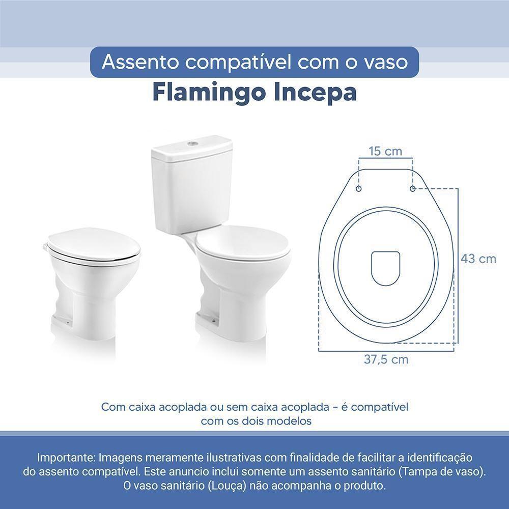 Assento Sanitário Tampa De Vaso Branco Resina Poliester Flamingo Para Bacia Incepa - 3