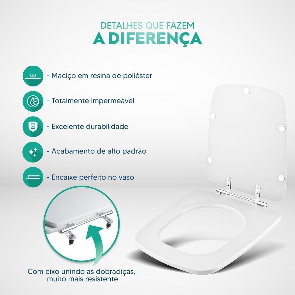 Assento Sanitário Poliéster Clean Branco Para Vaso Deca - 4