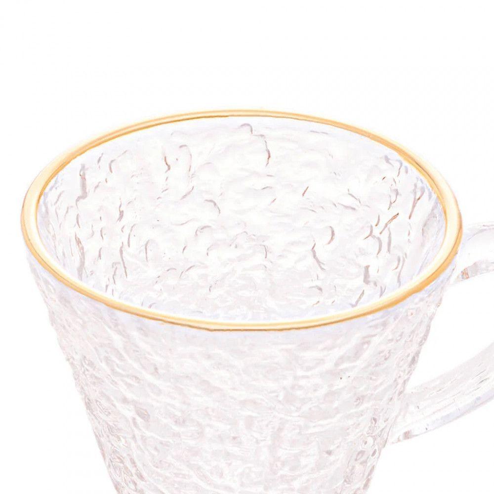 Xícara De Café Petra Cristal Com Pires E Borda Dourada 70ml - 3