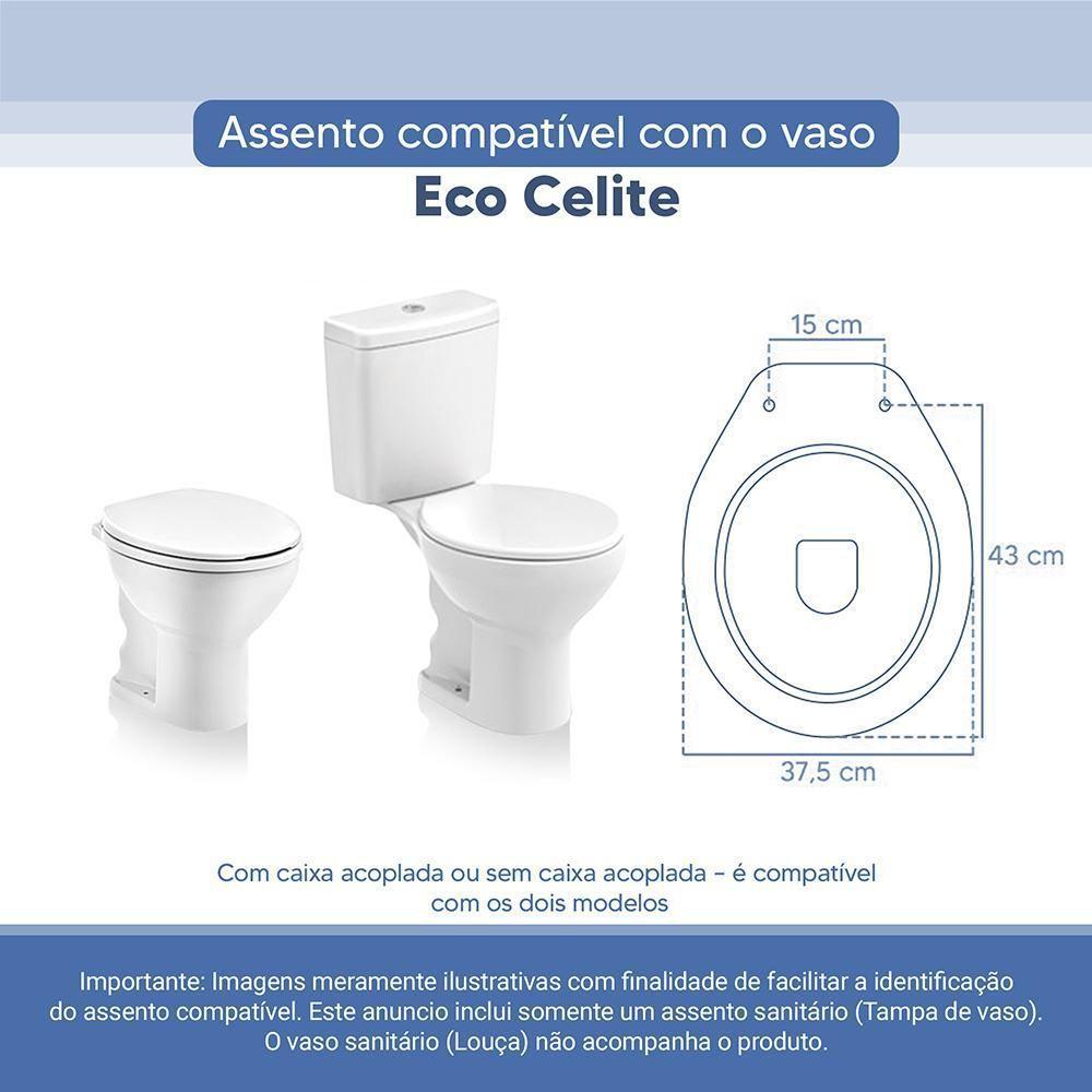 Assento Sanitário Tampa De Vaso Branco Resina Poliester Eco Para Bacia Celite - 3