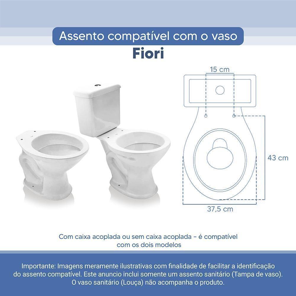 Assento Sanitário Tampa De Vaso Branco Resina Poliester Fiori Para Bacia Fiori - 3