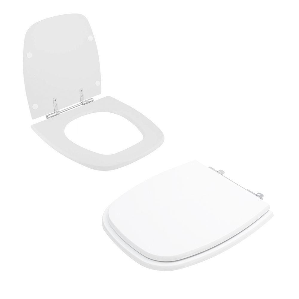 Assento Sanitário Tampa De Vaso Branco Mdf Laqueado Flex Para Bacia Deca - 2