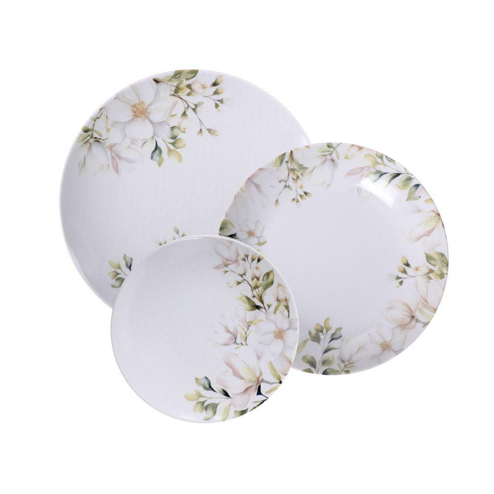 Jogo De Pratos Tramontina Magnólia Em Porcelana Decorada 12 Peças - 1