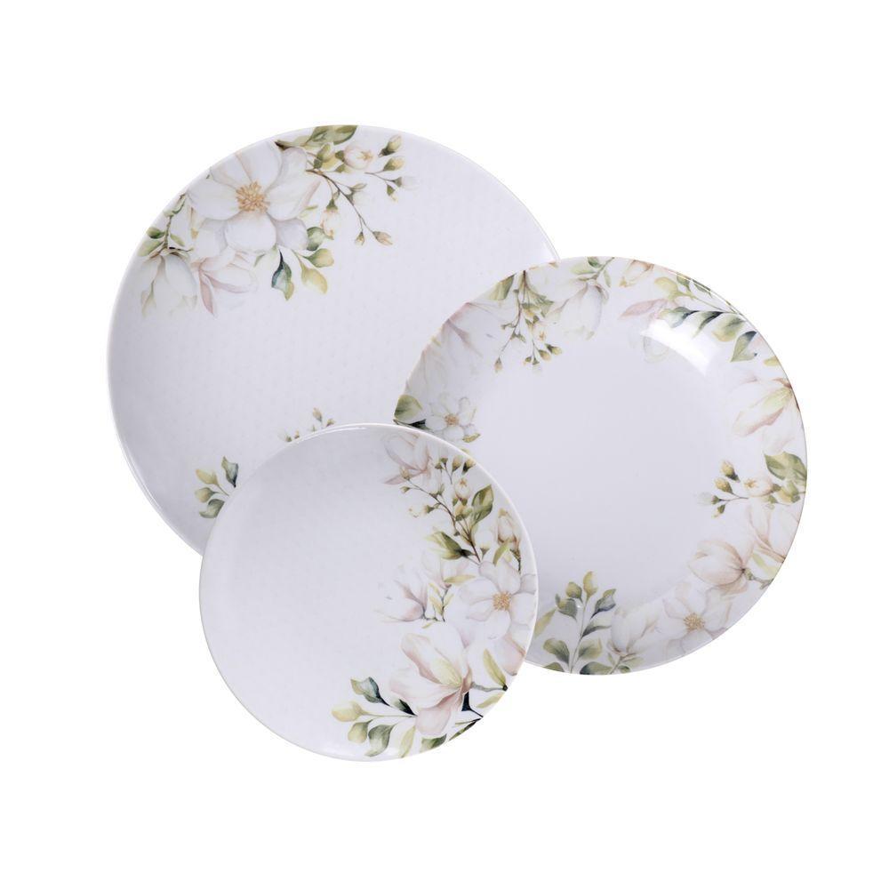 Jogo De Pratos Tramontina Magnólia Em Porcelana Decorada 12 Peças - 2