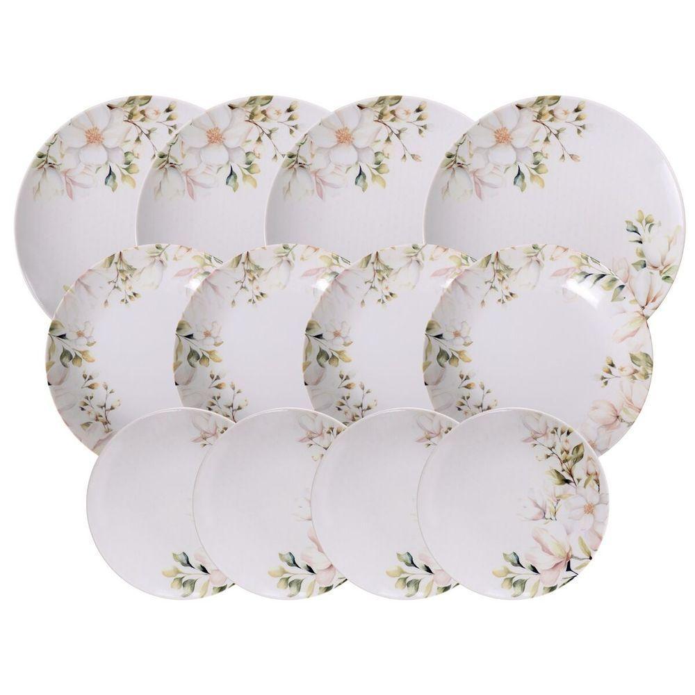 Jogo De Pratos Tramontina Magnólia Em Porcelana Decorada 12 Peças - 3