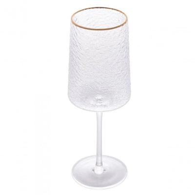 Jogo 4 Taça Vinho Cristal Martelado Petra Fio De Ouro - Lyor