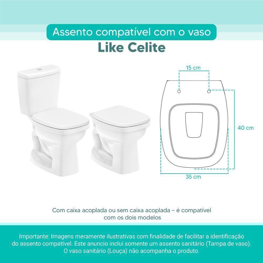 Assento Sanitário Tampa De Vaso Branco Mdf Laqueado Like Para Bacia Celite - 3