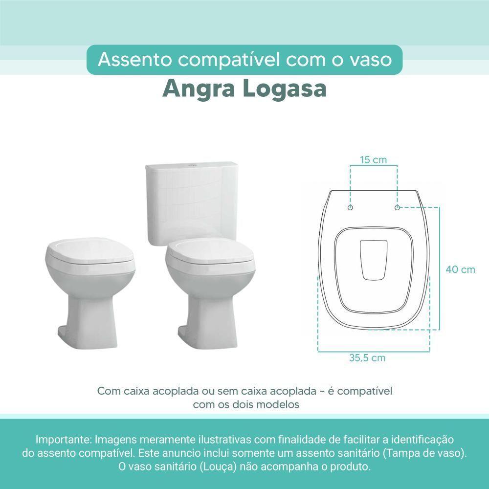 Assento Sanitário Tampa De Vaso Branco Mdf Laqueado Angra Para Bacia Logasa - 3