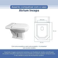Assento Sanitário Tampa De Vaso Branco Resina Poliester Atrium Para Bacia Incepa - 3