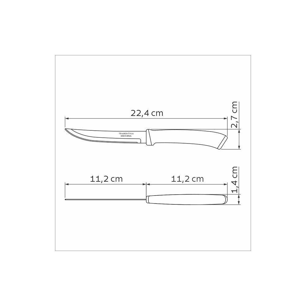 Faca Para Churrasco Tramontina Felice Com Lâmina Em Aço Inox Com Fio Liso E Cabo De Polipropileno Azul 5 Polegada - 5