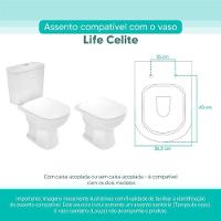 Assento Sanitário Tampa De Vaso Branco Mdf Laqueado Life Para Bacia Celite - 3
