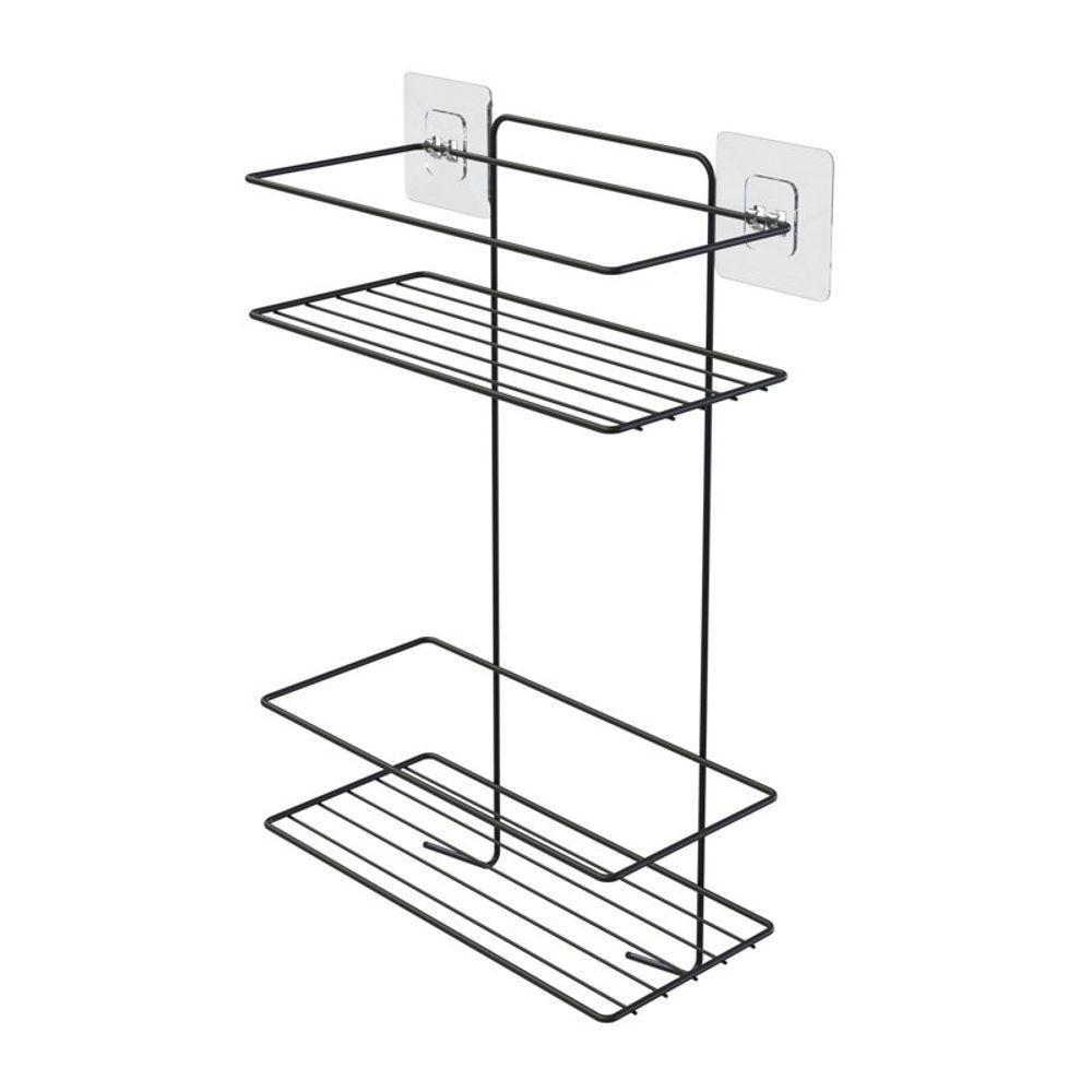 Porta Shampoo Duplo Banheiro Com Adesivo - Stolf Preto - 1