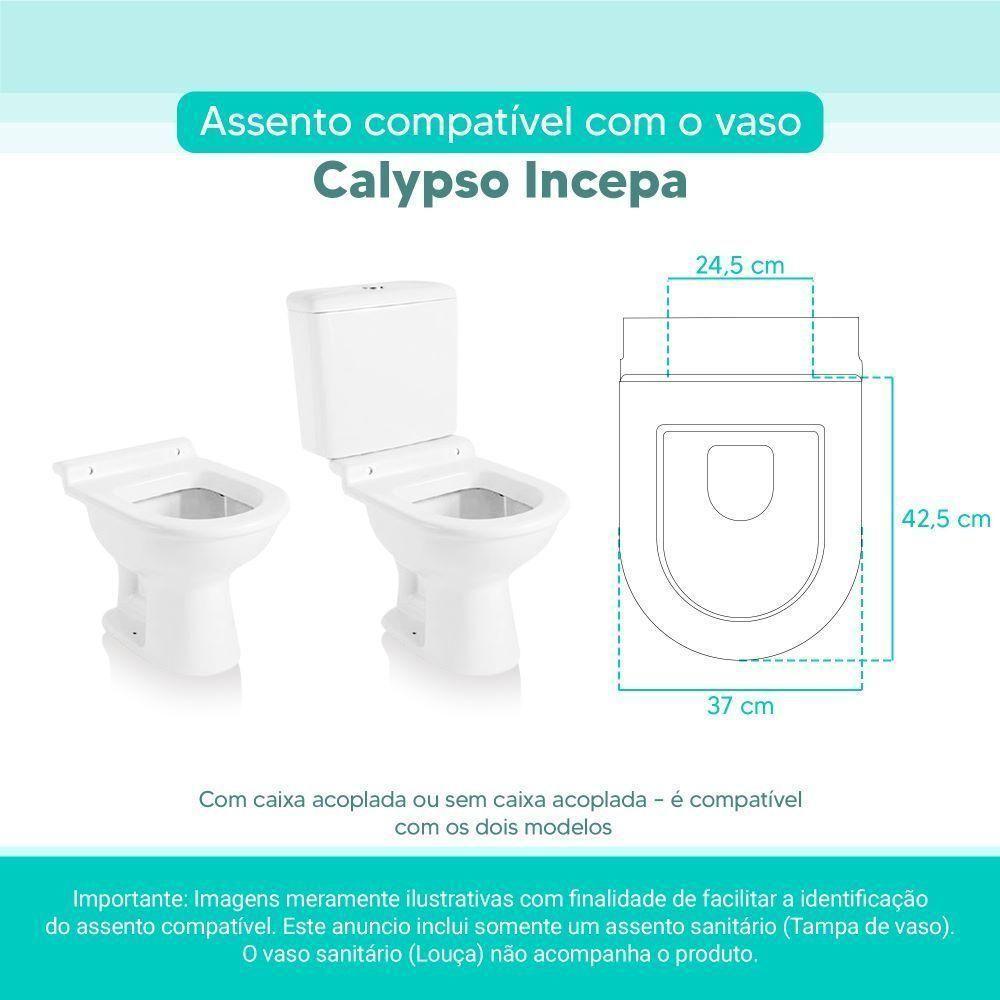 Assento Sanitário Tampa De Vaso Branco Mdf Laqueado Calypso Para Bacia Incepa - 3