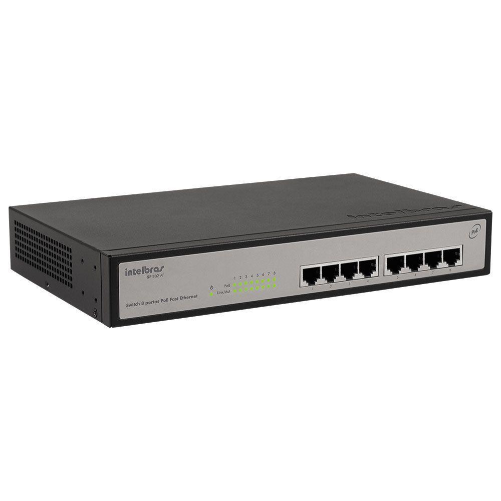 Switch 08 Portas Intelbras Sf802af 10-100 Mbps Poe Ativo - 1