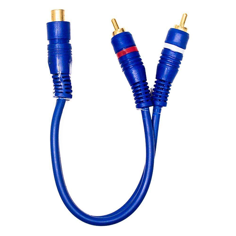 Cabo De Audio Y 1 Rca Femea + 2 Rca Macho Gold Azul - 1