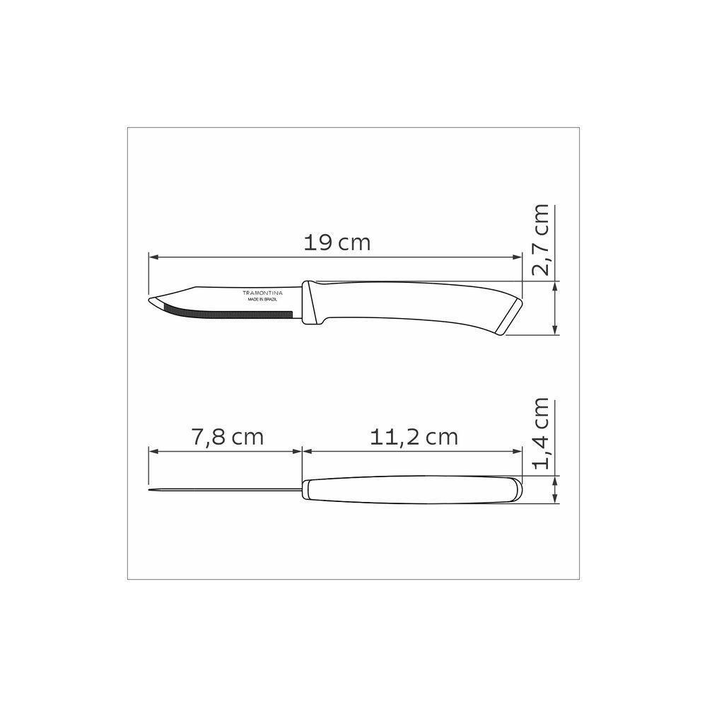 Faca Para Legumes E Frutas Tramontina Felice Com Lâmina Em Aço Inox Com Fio Microsserrilhado E Cabo De Polipropileno Azu - 10