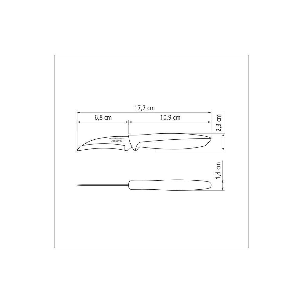 Faca Para Tornear Tramontina Plenus Com Lamina Em Aço Inox E Cabo De Polipropileno Preto 3" Conjunto:4 - 8