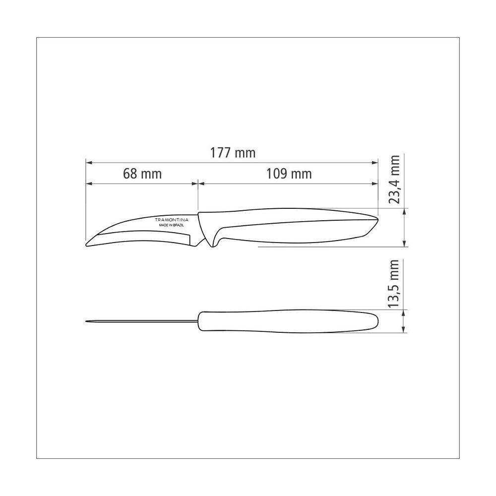 Faca Para Tornear Tramontina Plenus Com Lamina Em Aço Inox E Cabo De Polipropileno Preto 3" Conjunto:4 - 10
