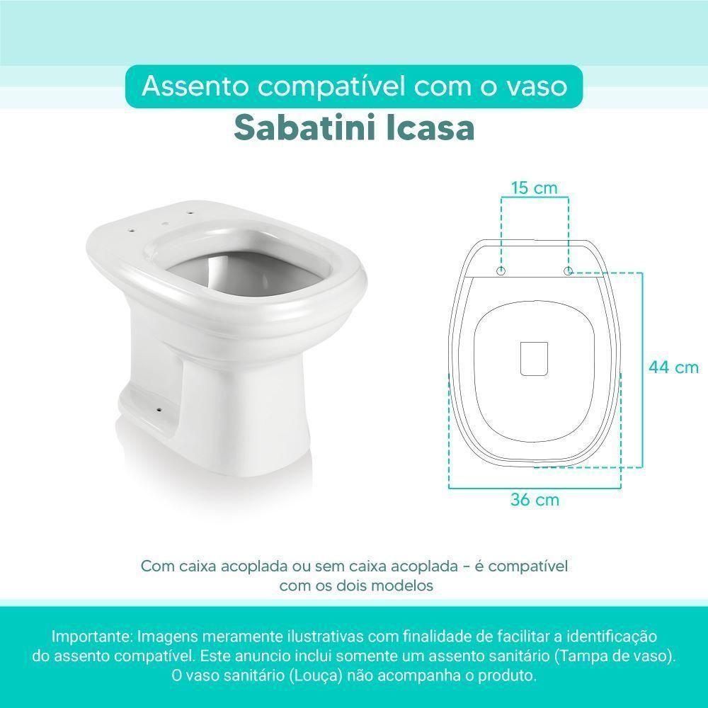 Assento Sanitário Tampa De Vaso Branco Mdf Laqueado Sabatini Para Bacia Icasa - 3