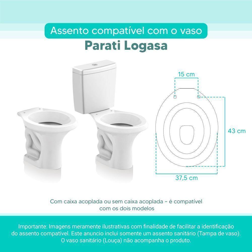 Assento Sanitário Tampa De Vaso Branco Mdf Laqueado Parati Para Bacia Logasa - 3