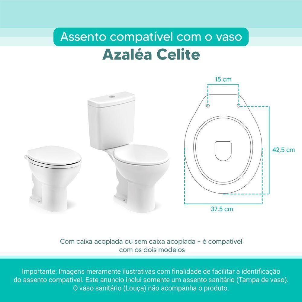 Assento Sanitário Tampa De Vaso Branco Mdf Laqueado Azalea Para Bacia Celite - 3