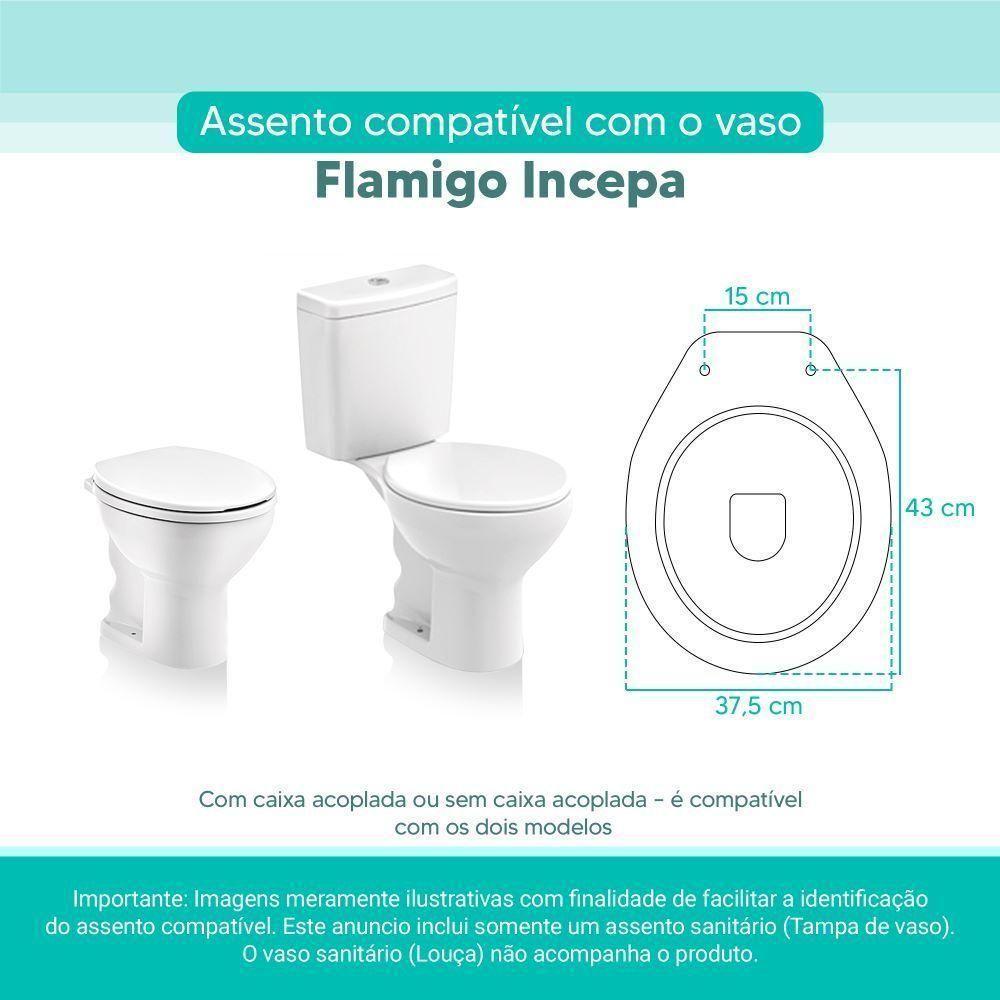 Assento Sanitário Tampa De Vaso Branco Mdf Laqueado Flamingo Para Bacia Incepa - 3