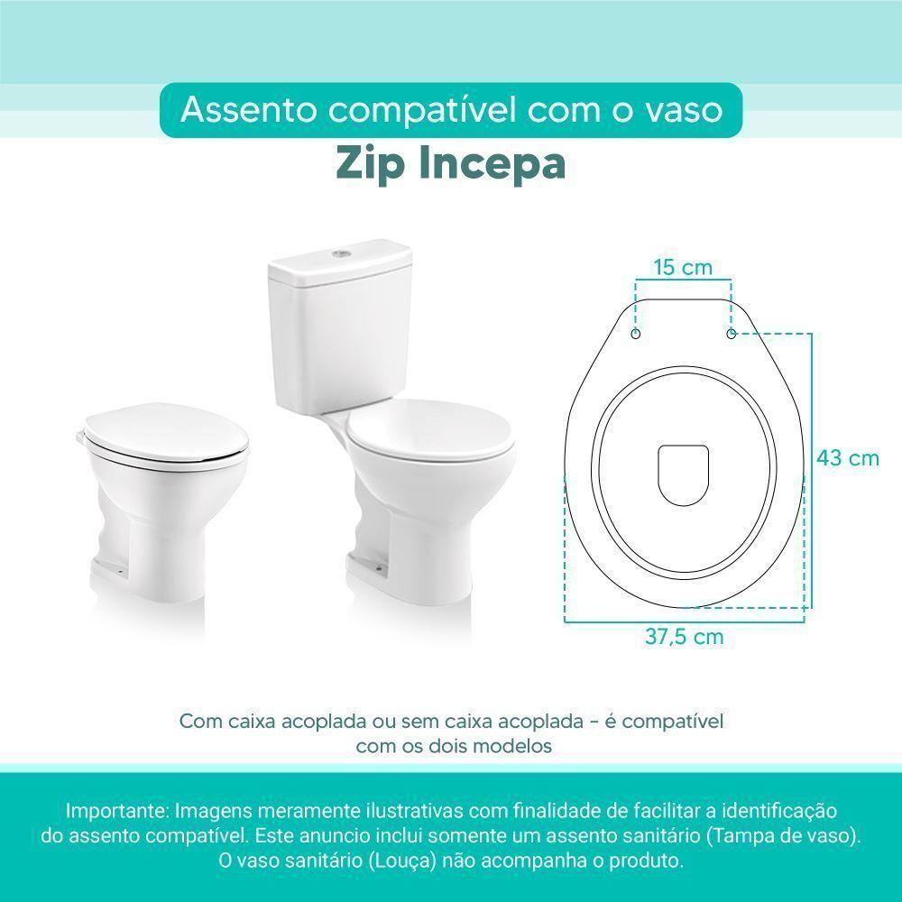 Assento Sanitário Tampa De Vaso Branco Mdf Laqueado Zip Para Bacia Incepa - 3